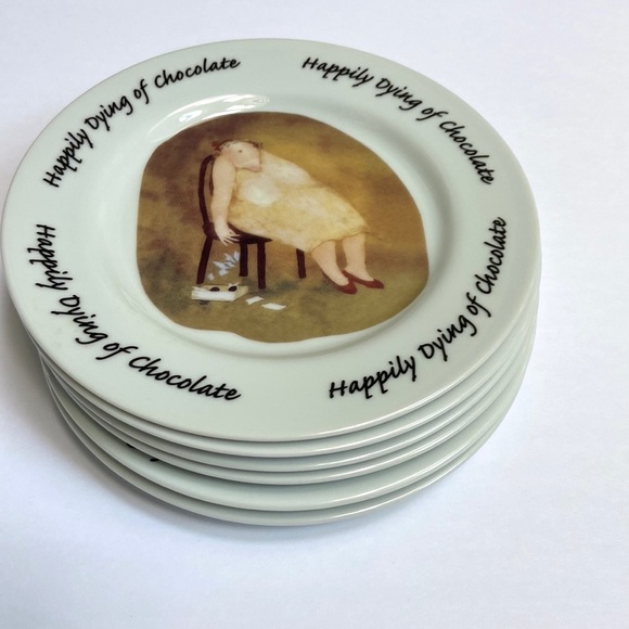 Erika Oller ‘Happily Dying of Chocolate’ Small Plates-Set of 6 - Picture 7 of 12